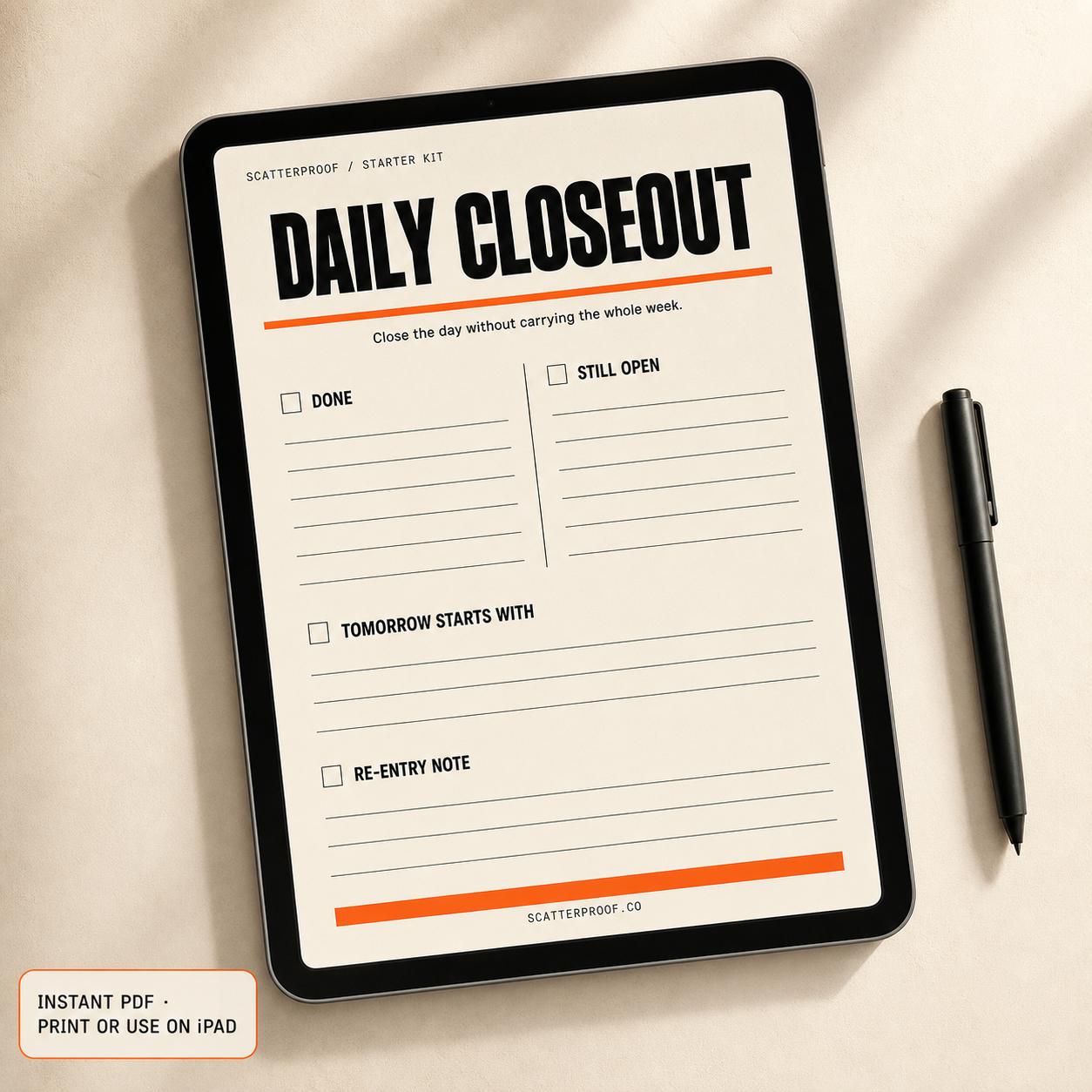 The Scatterproof Starter Kit — ADHD-friendly printable planner (instant PDF)