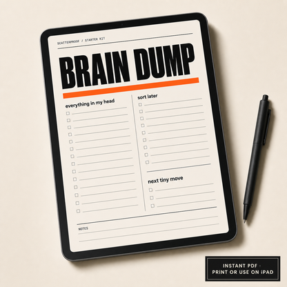 The Scatterproof Starter Kit — ADHD-friendly printable planner (instant PDF)